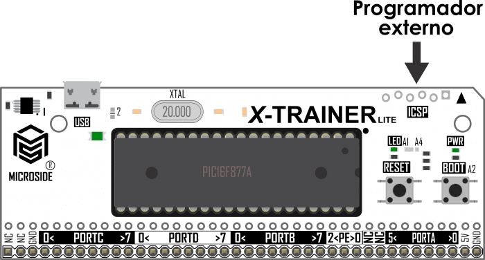 X-trainer-Lite-M-16F-Programador-externo-PIC16F877A